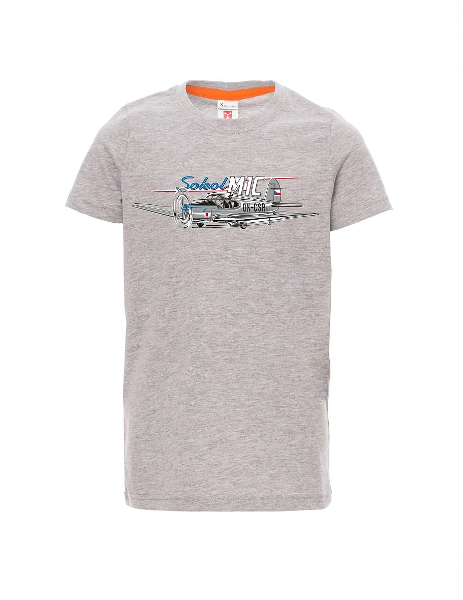 Grey melange children´s T-shirt Sokol aircraft