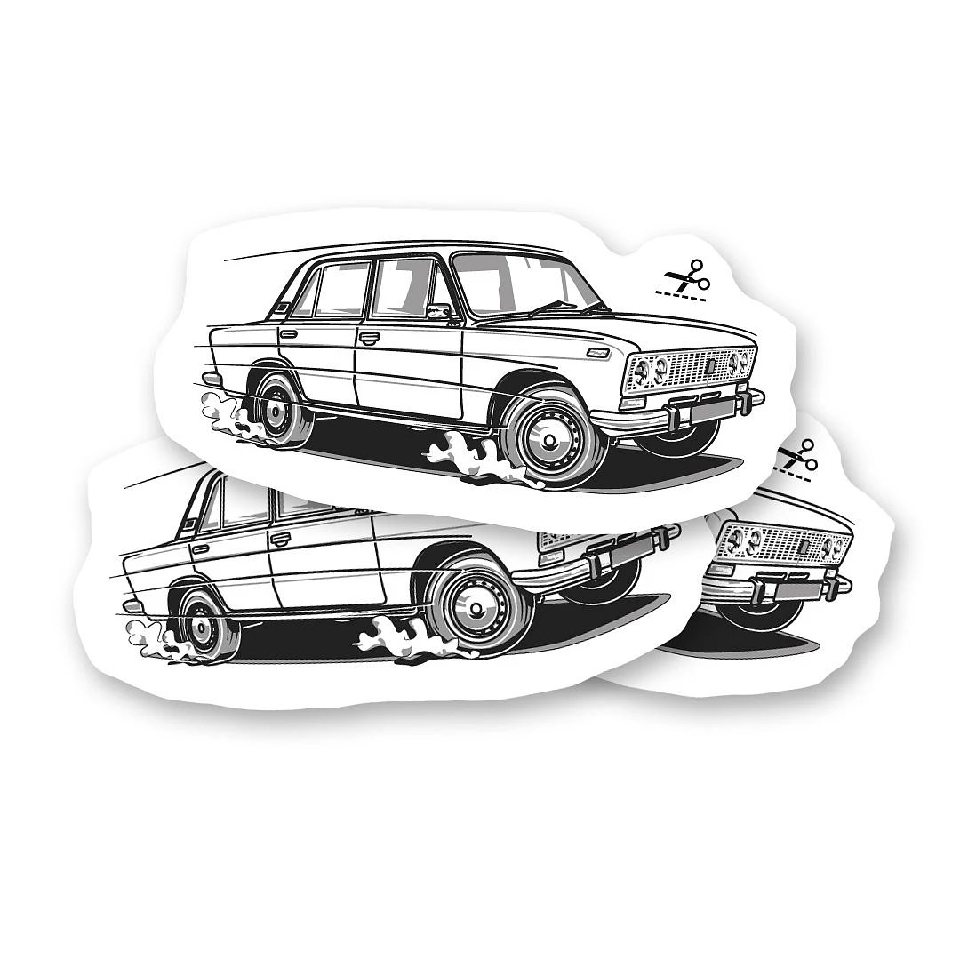Temporary tattoo with the veteran Lada 1500