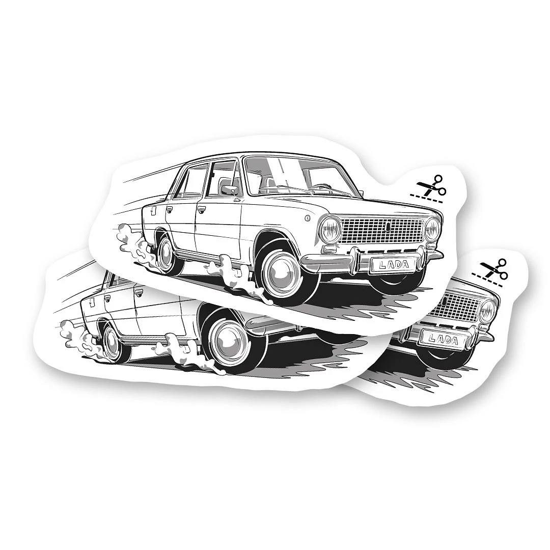 Temporary tattoo with the veteran Lada 1200