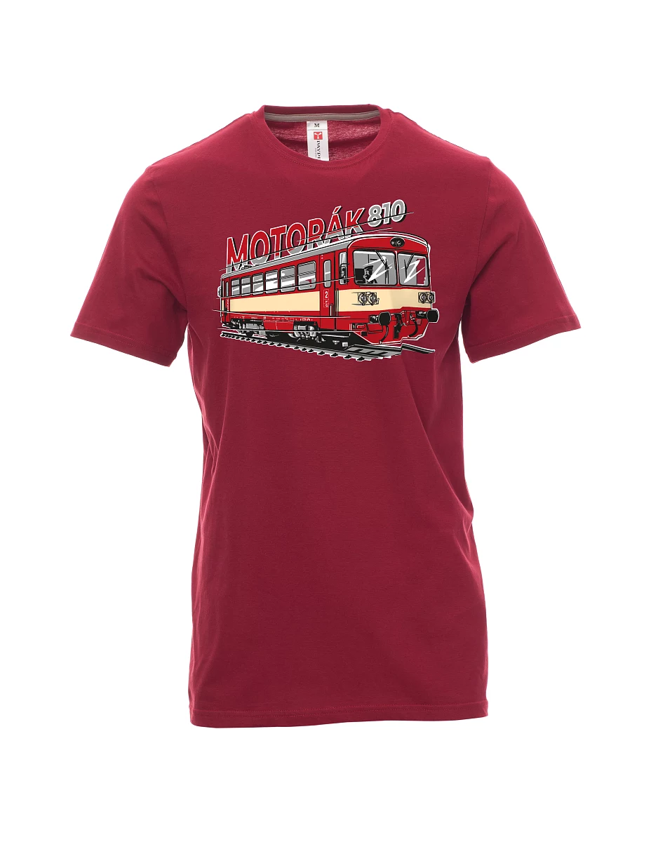 Dark red men´s T-shirt Motor train 810
