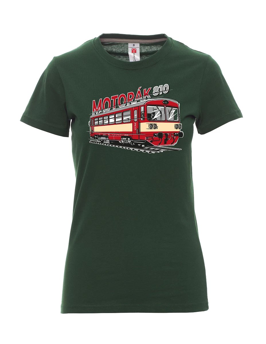Dark green women´s T-shirt Motor train 810