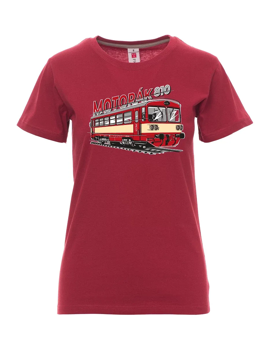 Burgundy women´s T-shirt Motor train 810