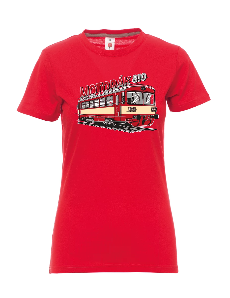 Red women´s T-shirt Motor train 810