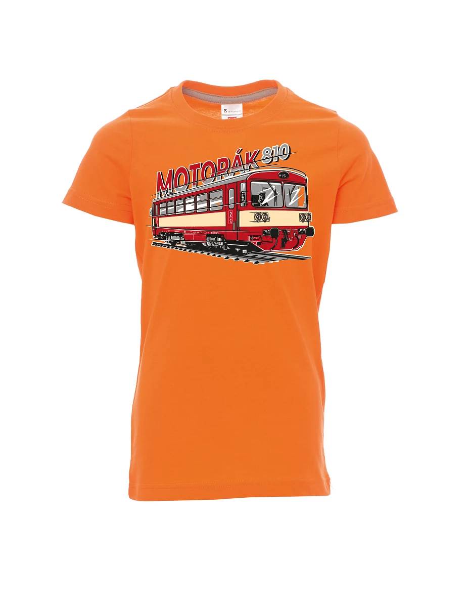Orange children´s T-shirt Motor train 810