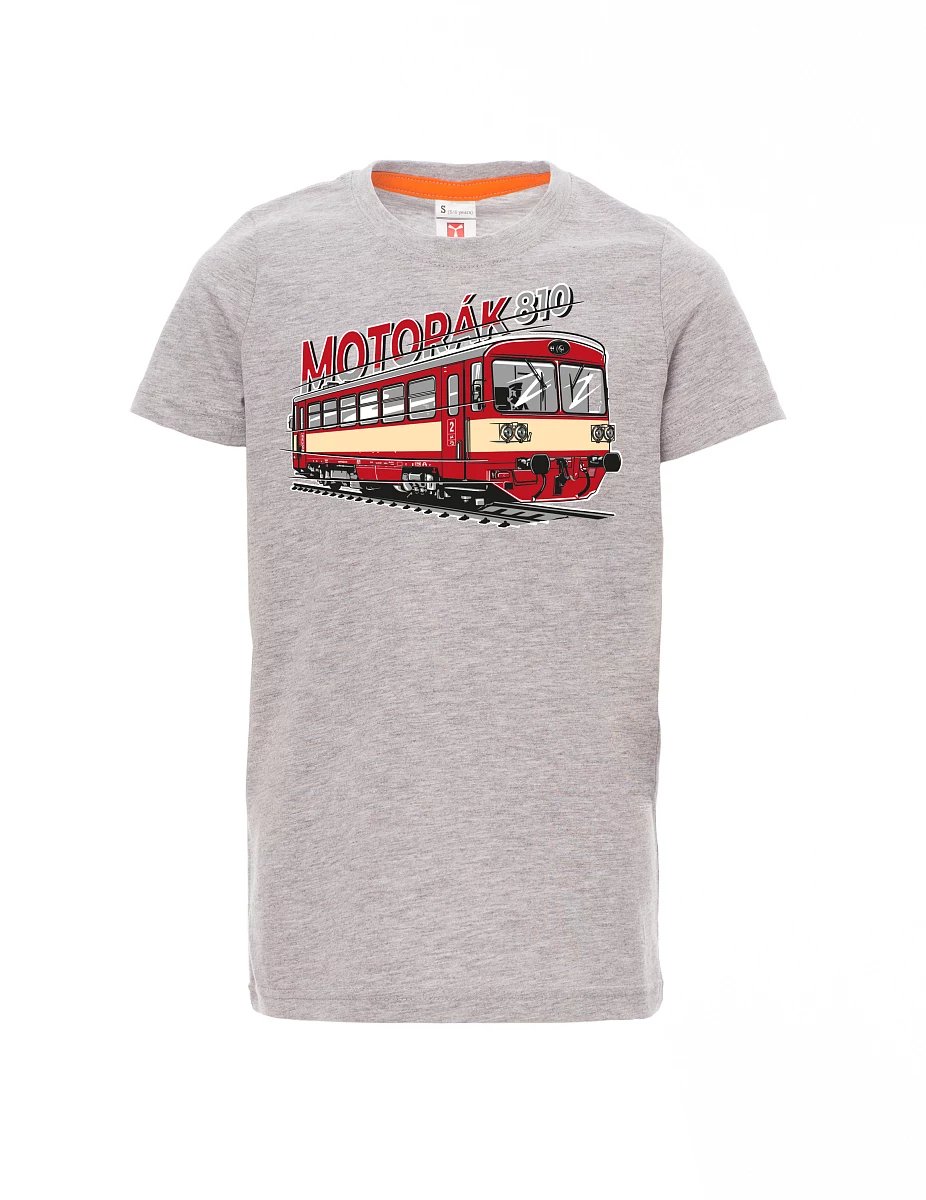 Grey melange children´s T-shirt Motor train 810