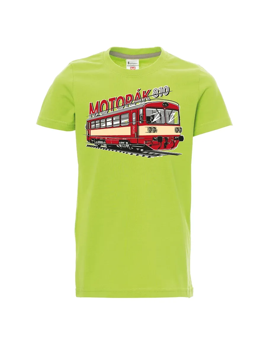 Light green children´s T-shirt Motor train 810