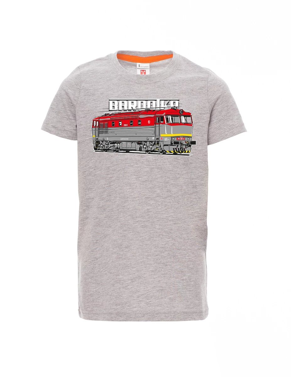 Grey melange children´s T-shirt Locomotive Bardotka