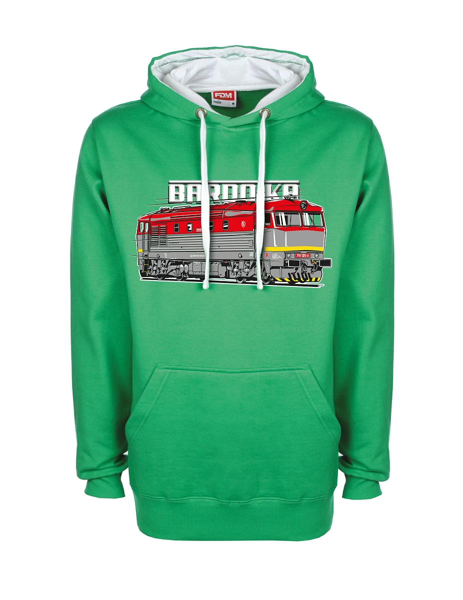 White-green sweatshirt Locomotive Bardotka