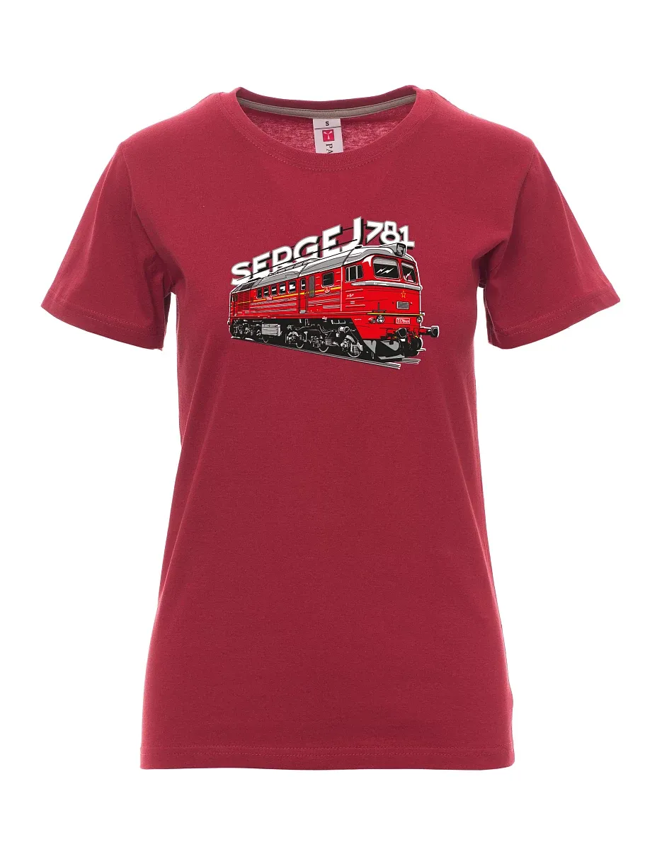 Burgundy women´s T-shirt Locomotive 781 "Sergej" (M62)