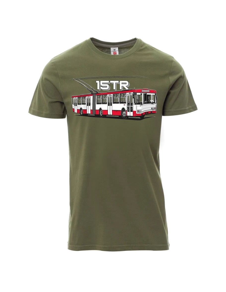 Khaki men´s T-shirt Trolleybus 15TR