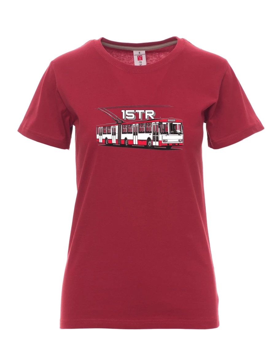 Burgundy women´s T-shirt Trolleybus 15TR