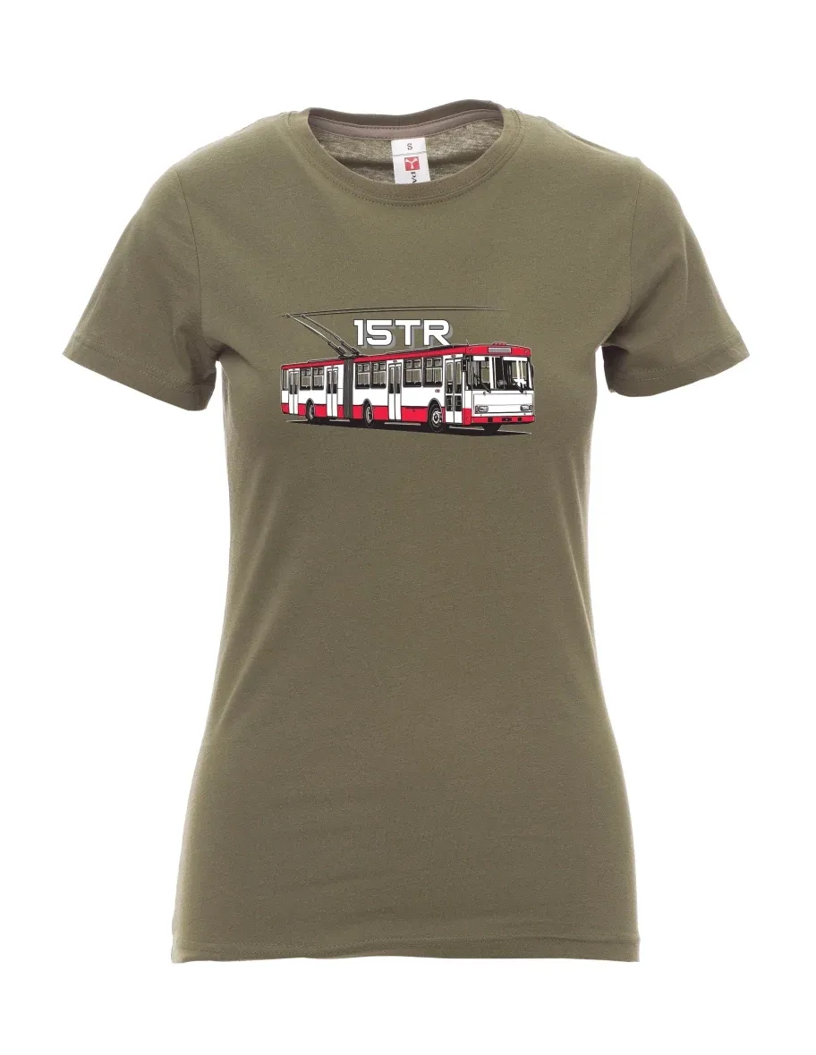 Khaki women´s T-shirt Trolleybus 15TR
