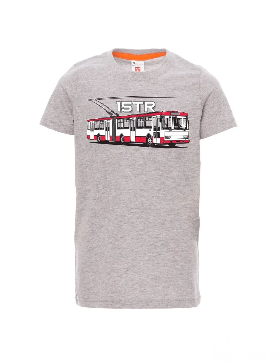 Grey melange children´s T-shirt Trolleybus 15TR