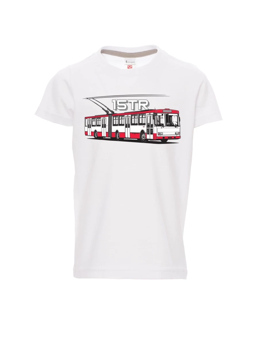 White children´s T-shirt Trolleybus 15TR