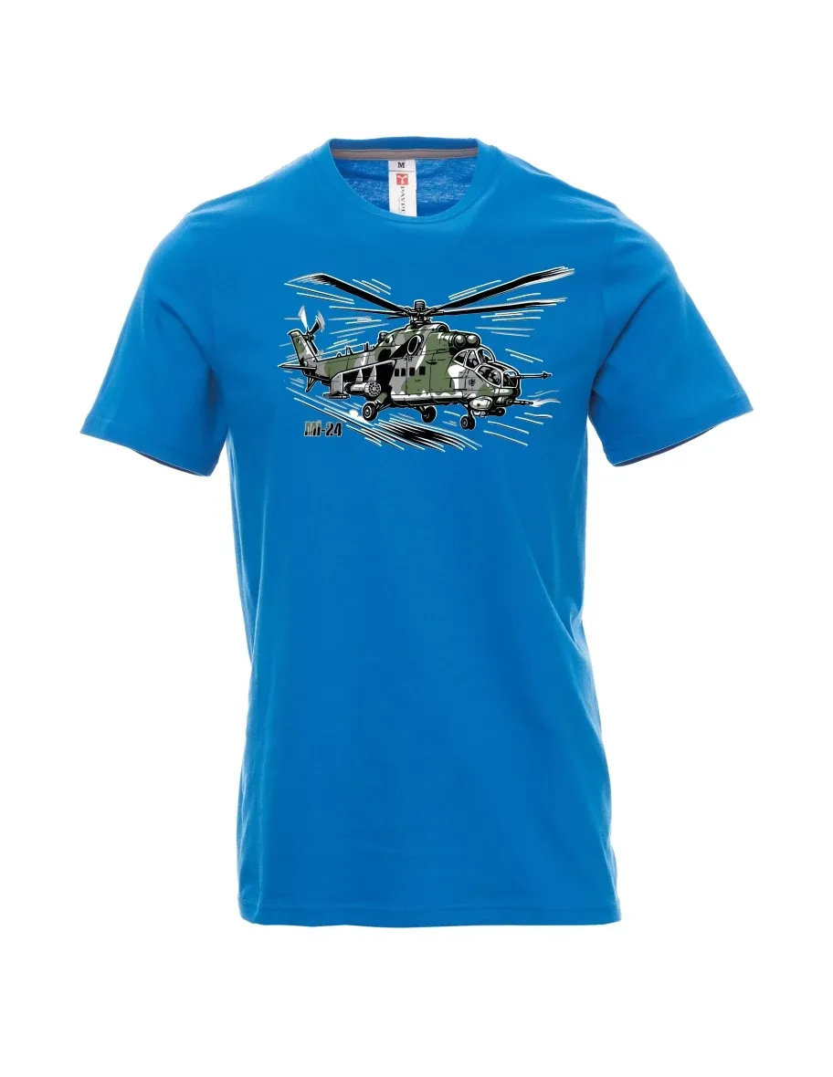 Light blue men´s T-shirt Helicopter Mi-24
