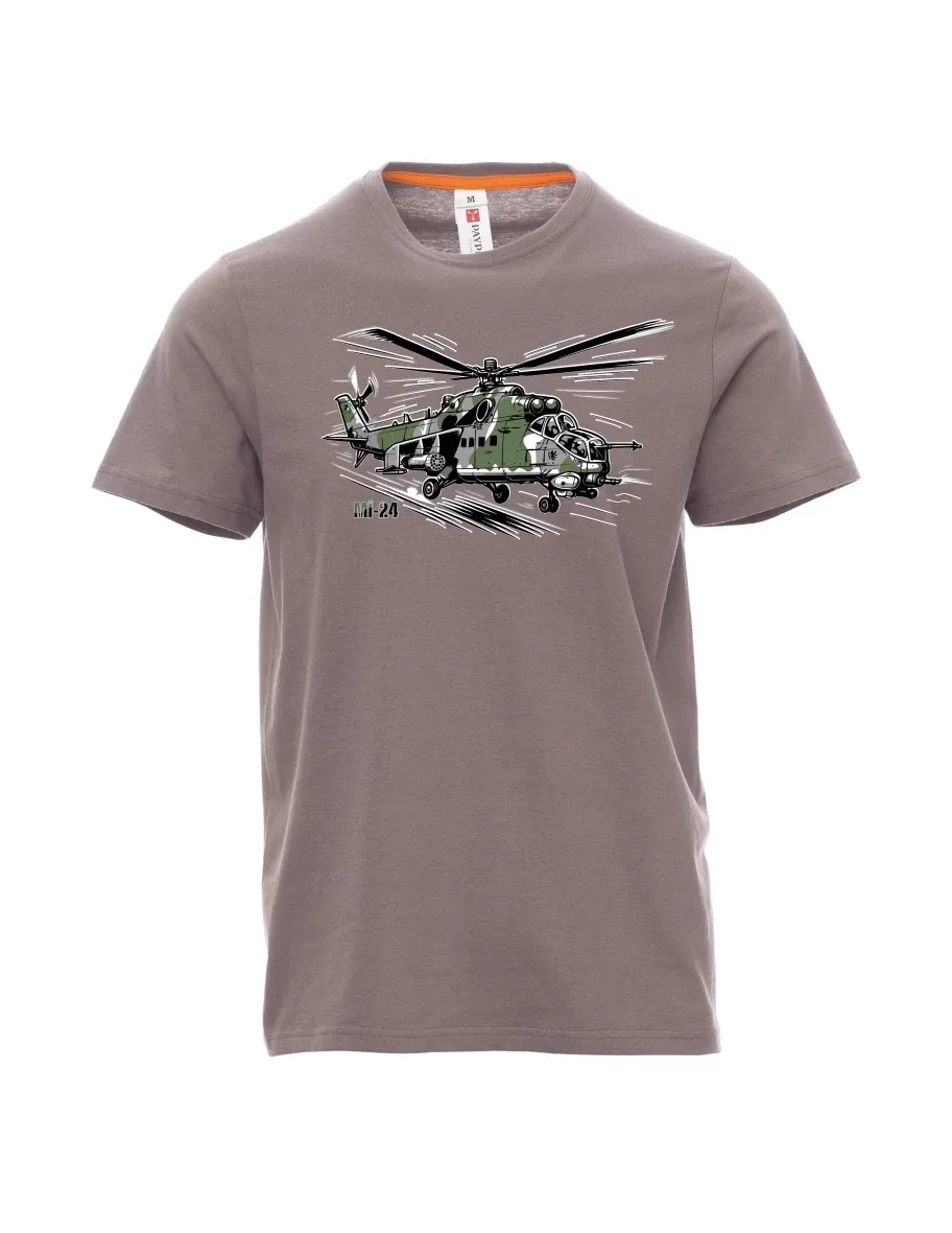 Steel gray men´s T-shirt Helicopter Mi-24