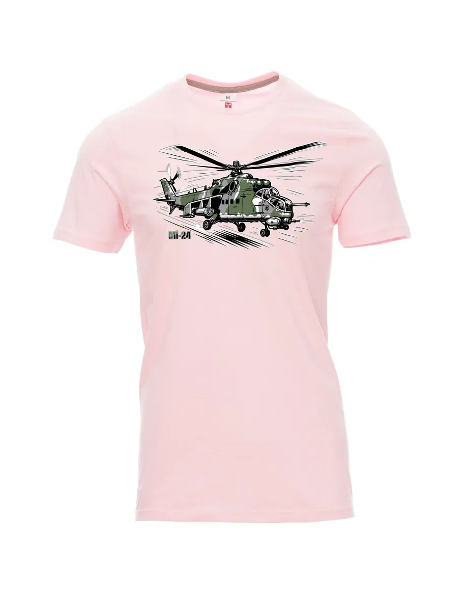 Light pink men´s T-shirt Helicopter Mi-24