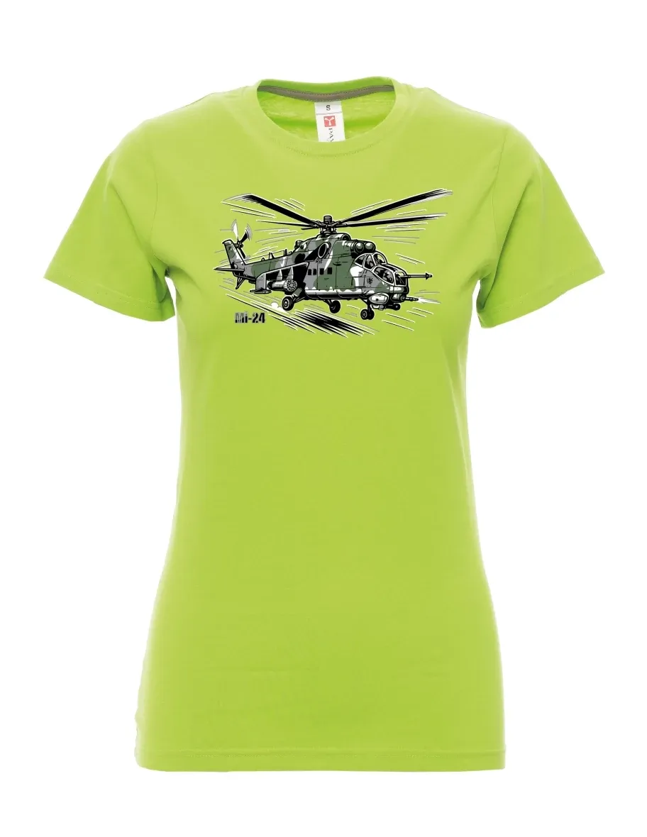 Lime women´s T-shirt Helicopter Mi-24