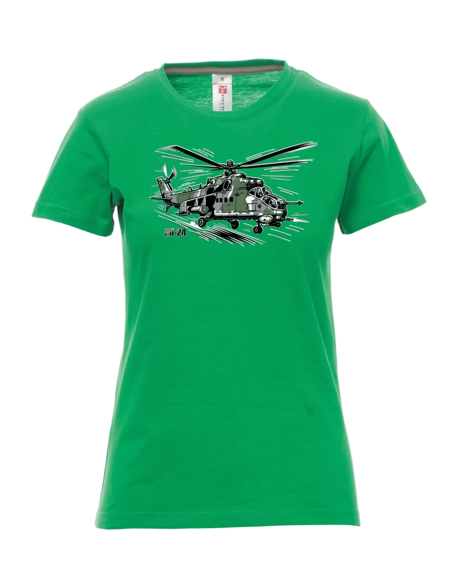 Green women´s T-shirt Helicopter Mi-24