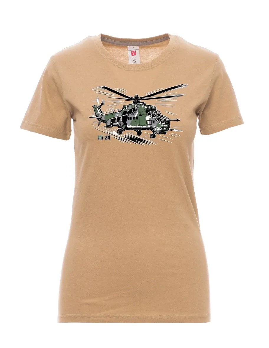 Brown women´s T-shirt Helicopter Mi-24