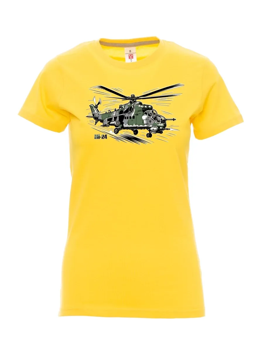 Yellow women´s T-shirt Helicopter Mi-24