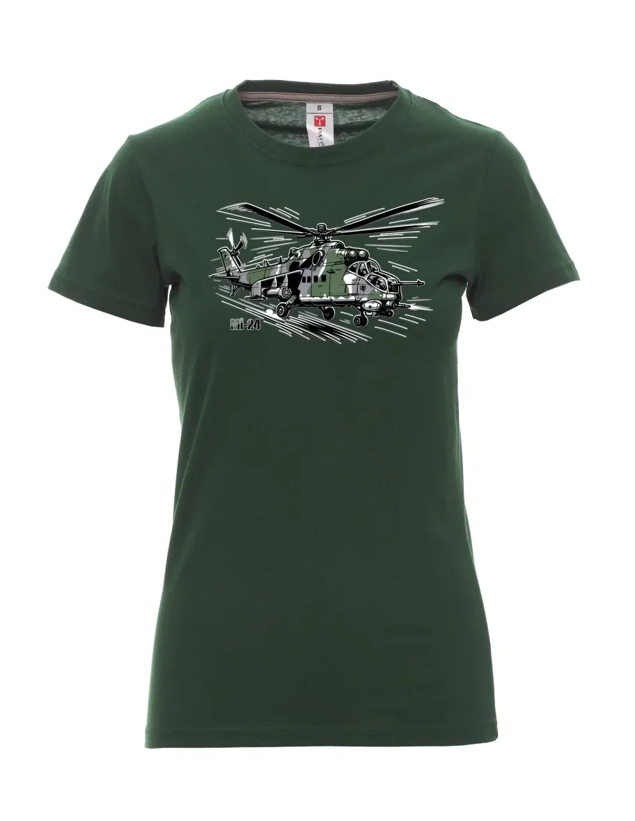 Dark green women´s T-shirt Helicopter Mi-24