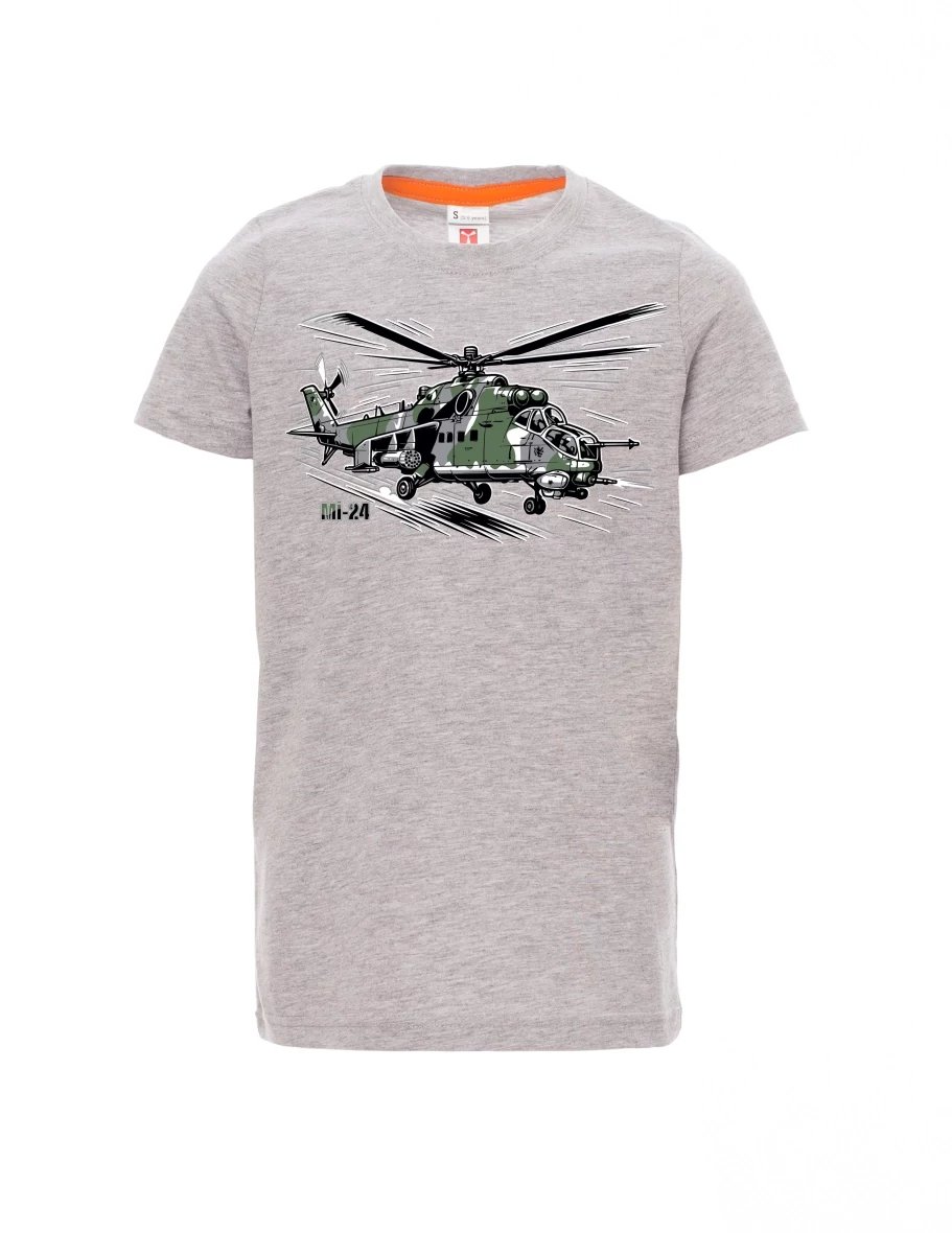 Grey melange children´s T-shirt Helicopter Mi-24