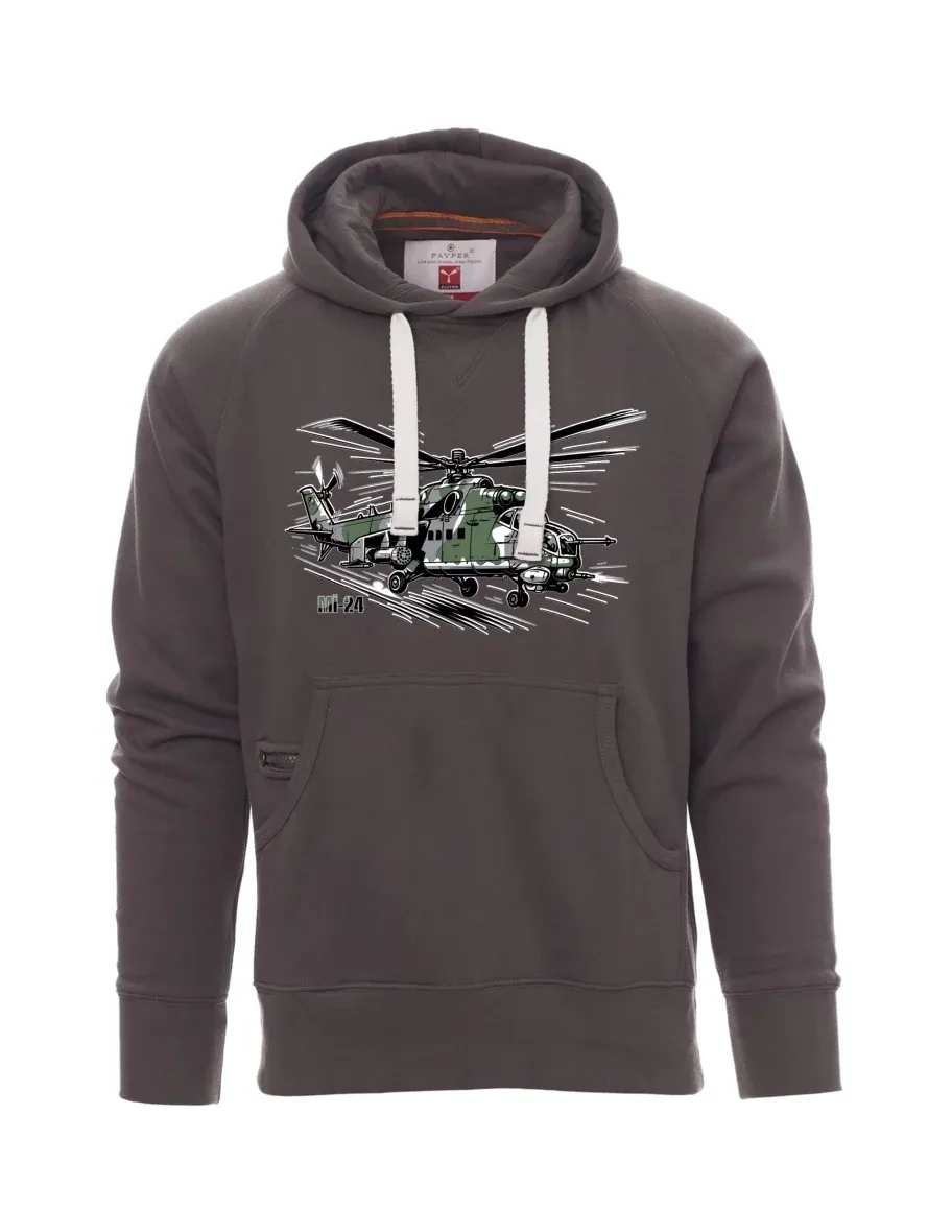 Grey men´s sweatshirt Helicopter Mi-24