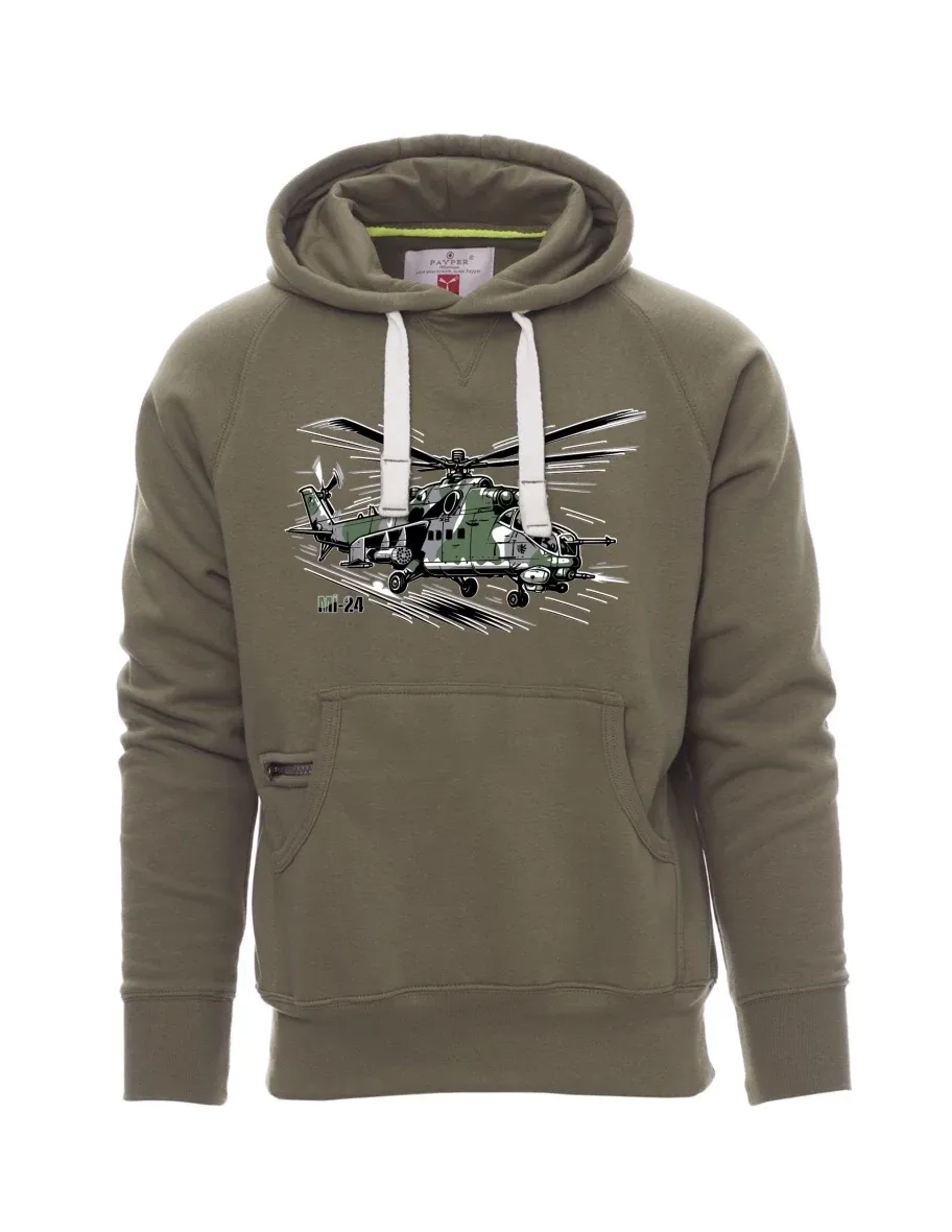 Khaki men´s sweatshirt Helicopter Mi-24