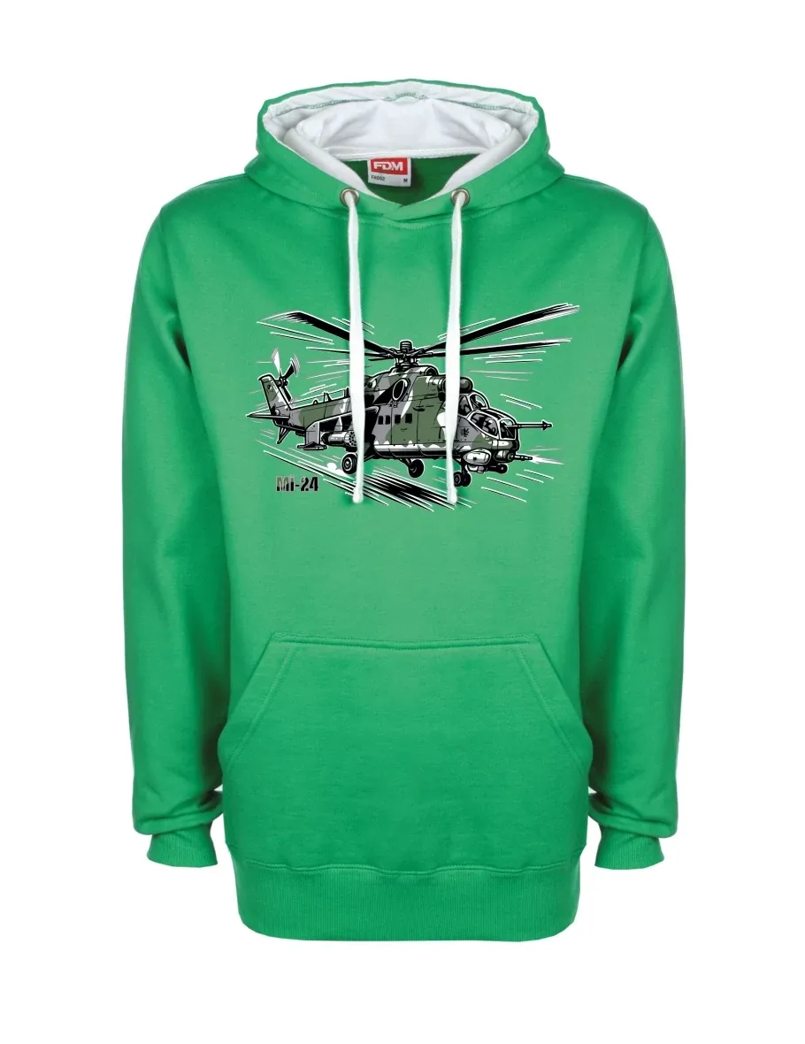 White-green sweatshirt Helicopter Mi-24