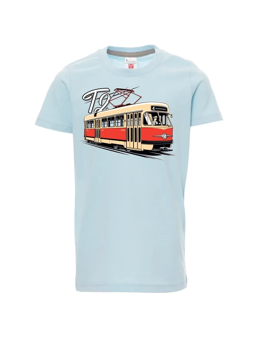 Pale blue children´s T-shirt Tram T2