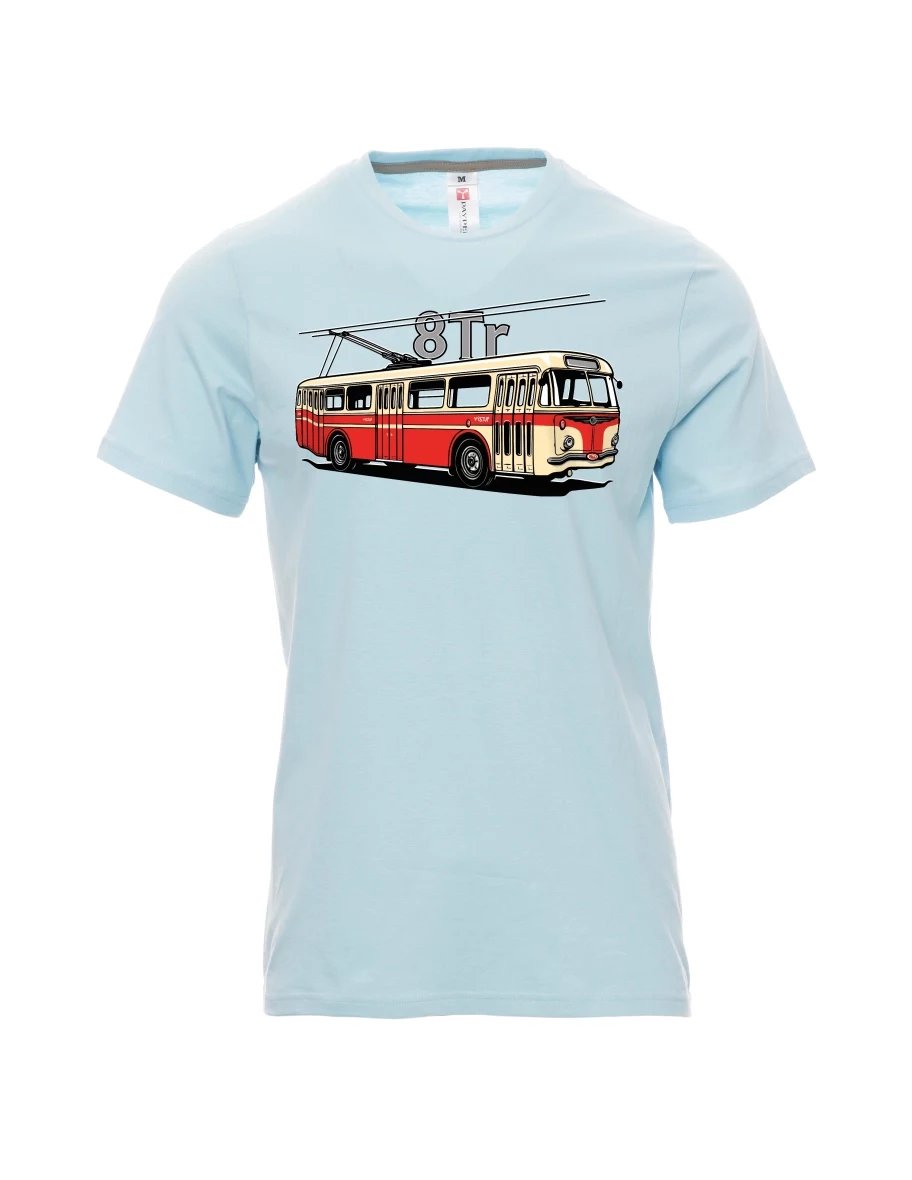 Pale blue men´s T-shirt Trolleybus 8Tr