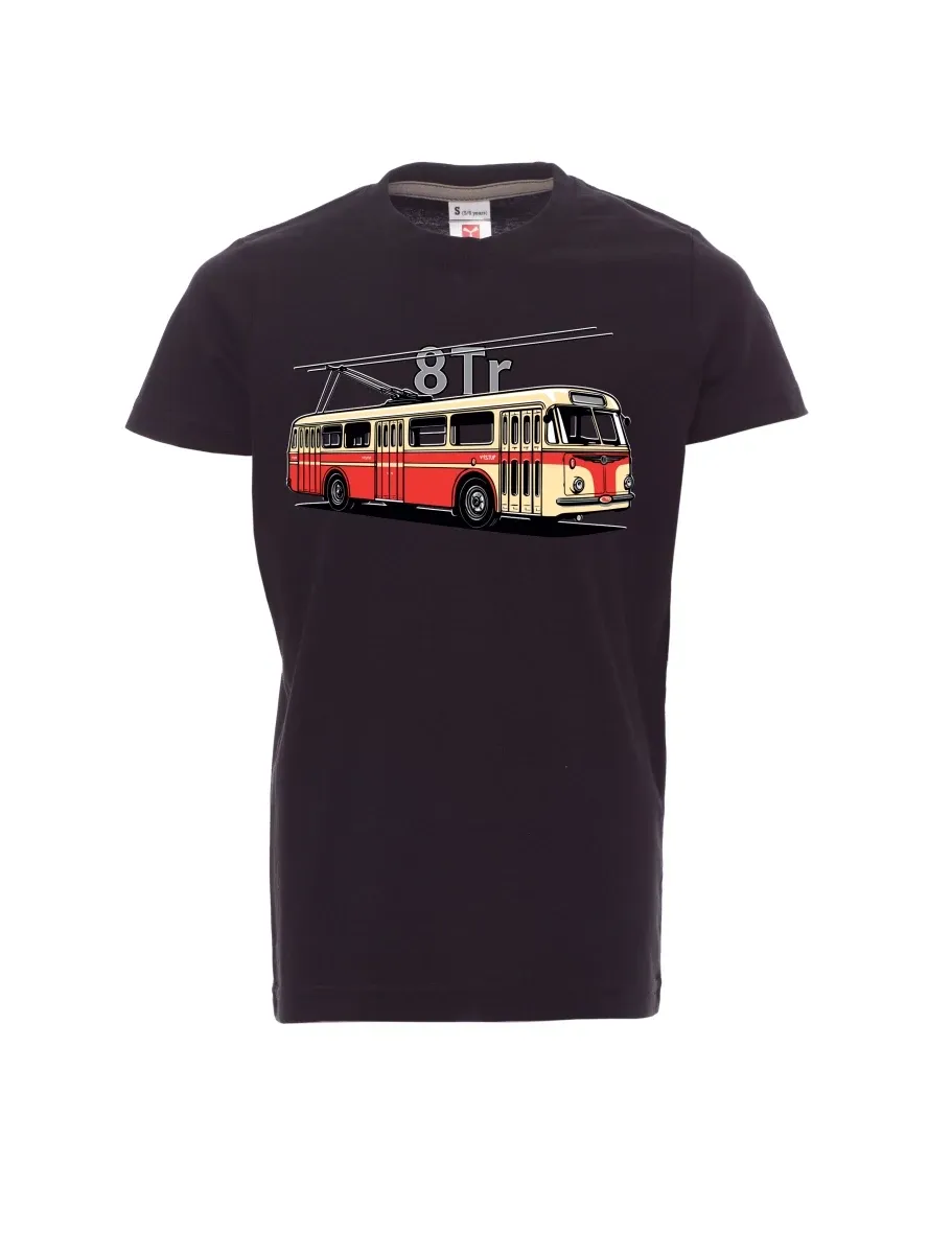 Black children´s T-shirt Trolleybus 8Tr
