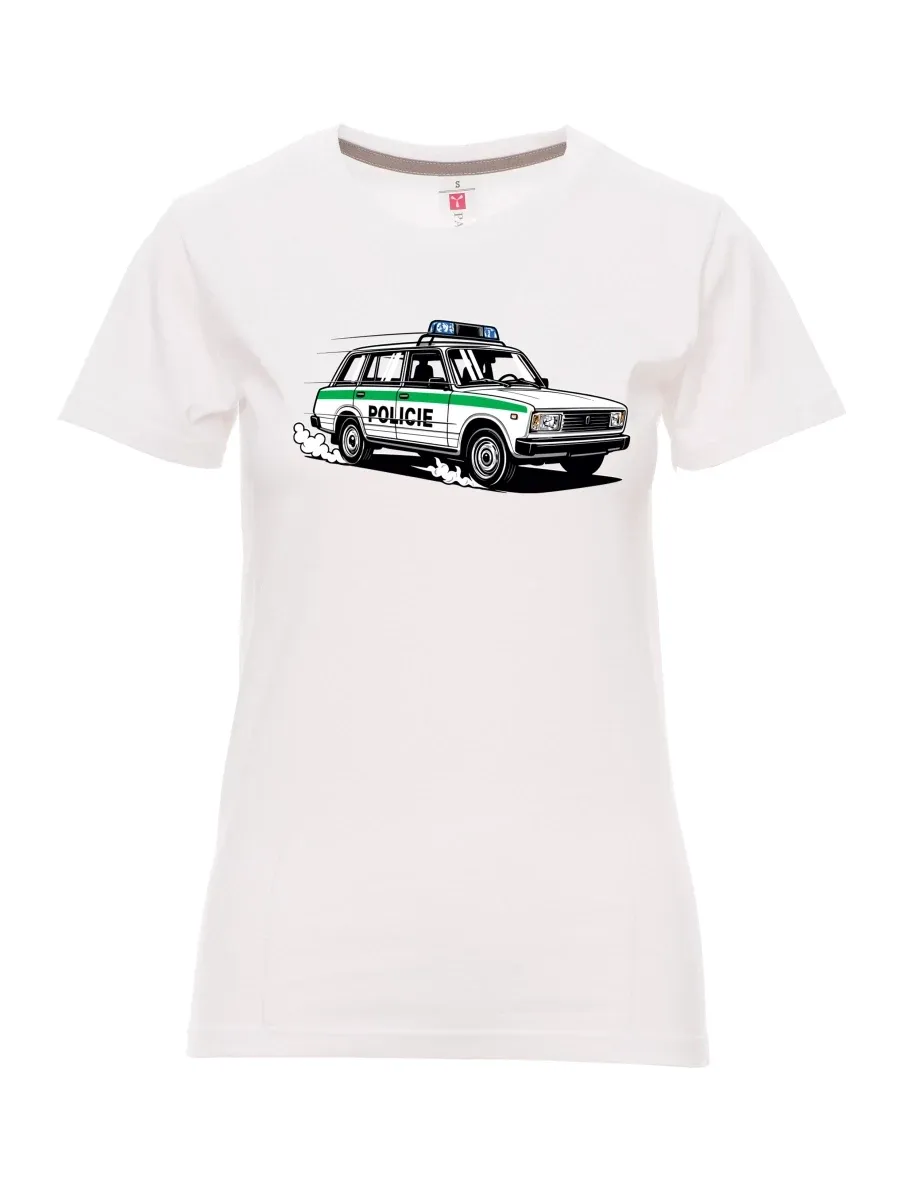 White women´s T-shirt Car VAZ 2104 POLICE
