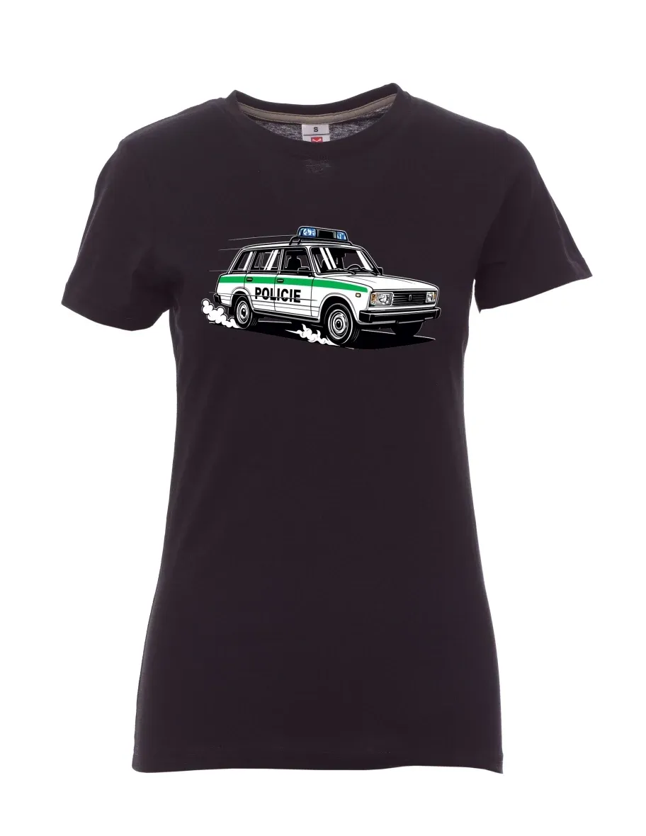 White women´s T-shirt Car VAZ 2104 POLICE