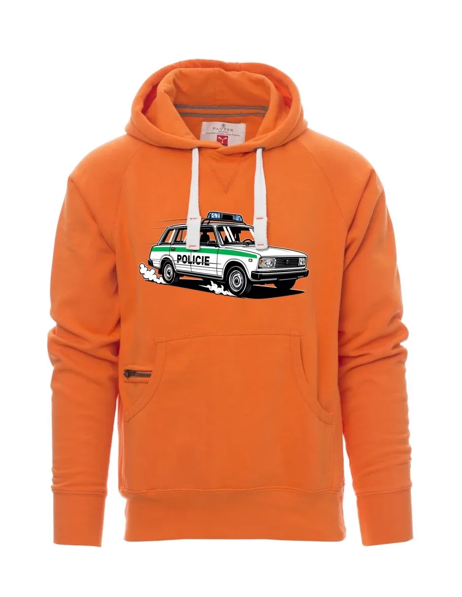 Orange men´s sweatshirt Car VAZ 2104 POLICE