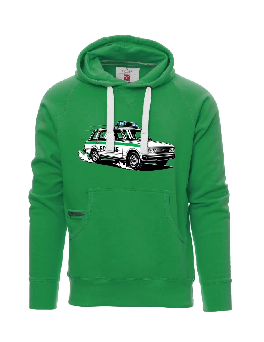Green men´s sweatshirt Car VAZ 2104 POLICE