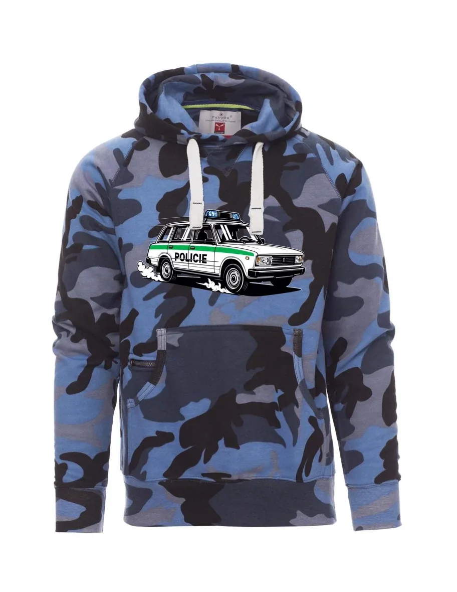 Camouflage blue men´s sweatshirt Car VAZ 2104 POLICE