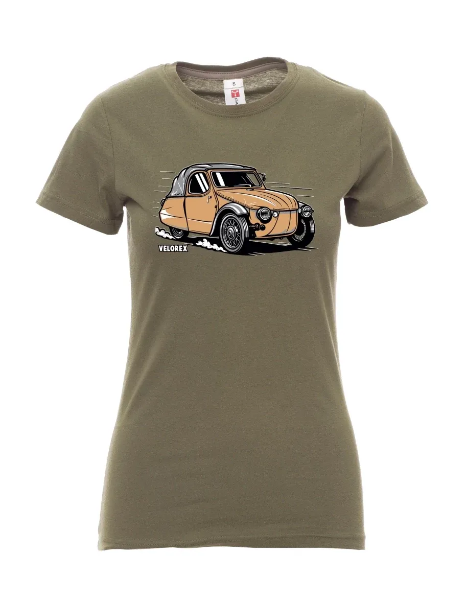 Khaki women´s T-shirt Car Velorex