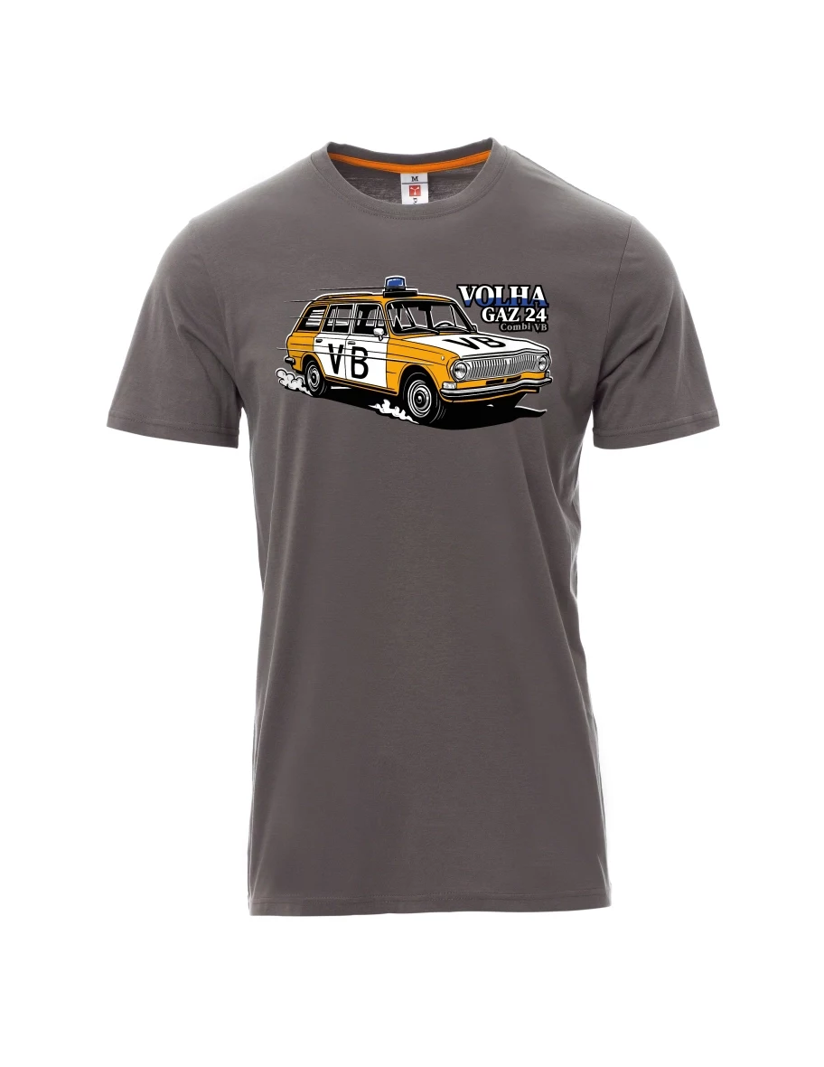 Grey men´s T-shirt Car Volga GAZ 24 VB