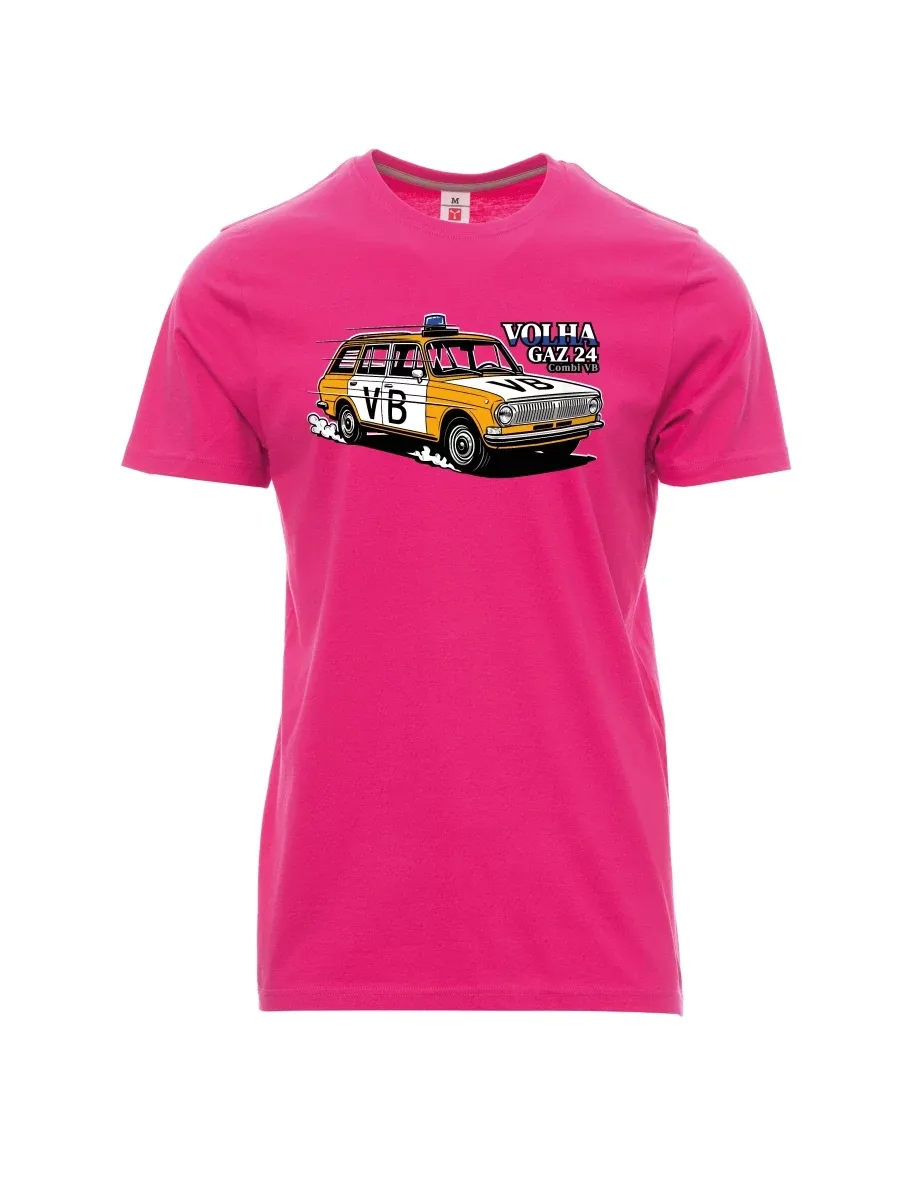 Pink men´s T-shirt Car Volga GAZ 24 VB