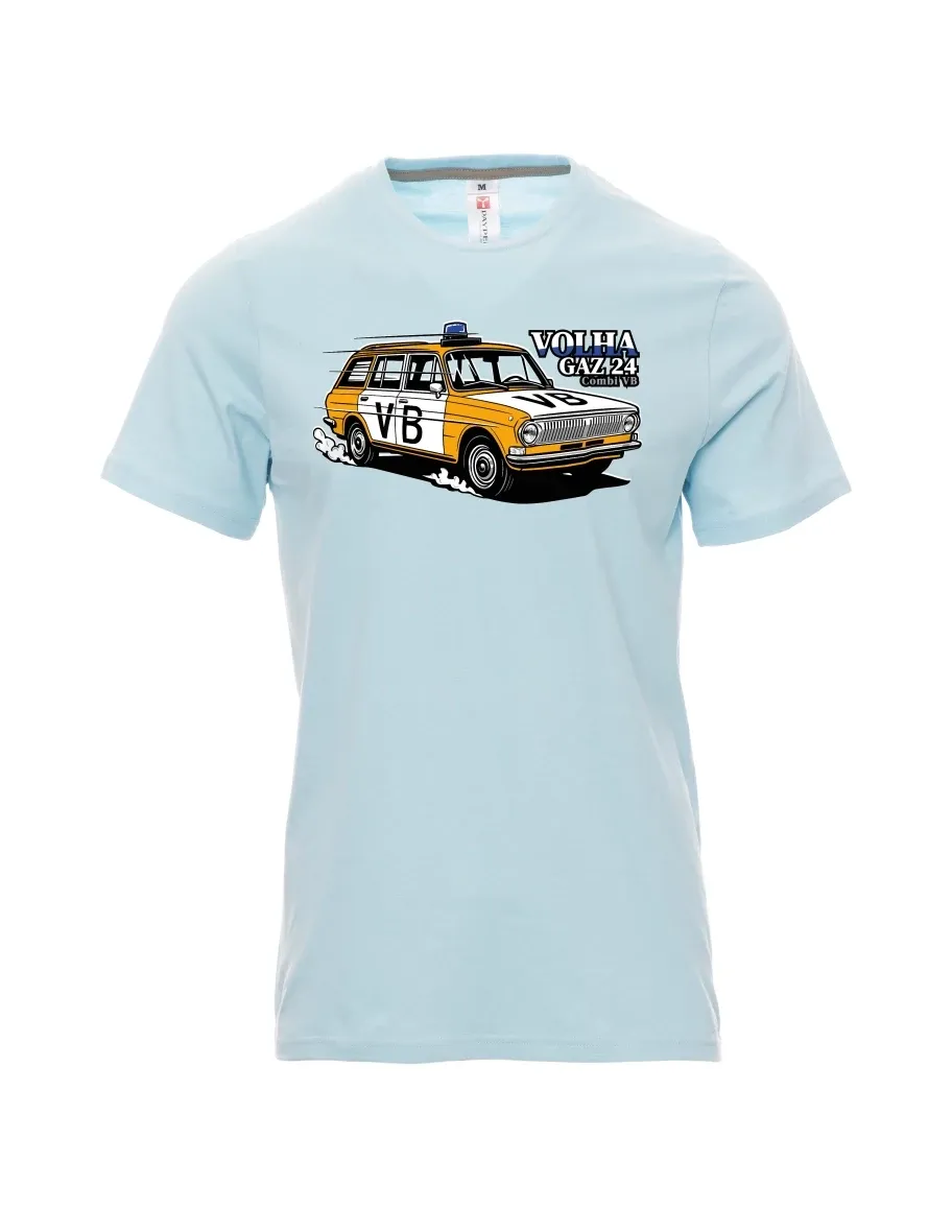 Pale blue men´s T-shirt Car Volga GAZ 24 VB