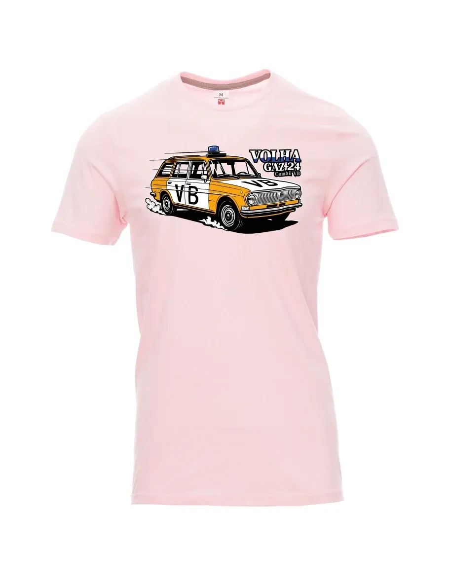 Light pink men´s T-shirt Car Volga GAZ 24 VB