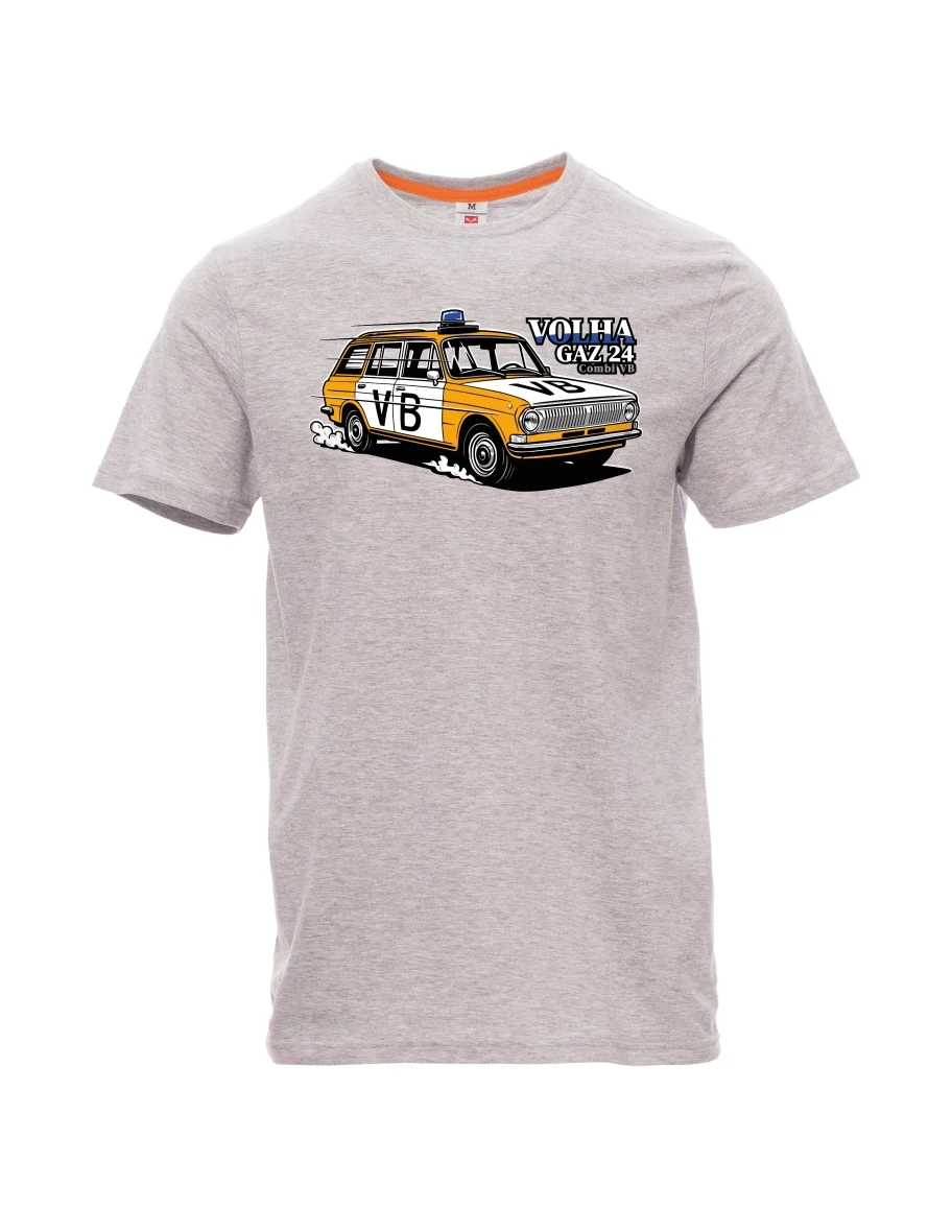 Gray melange men´s T-shirt Car Volga GAZ 24 VB