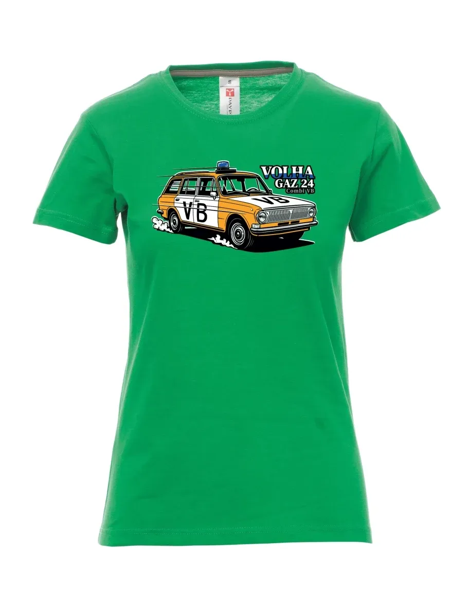 Green women´s T-shirt Car Volga GAZ 24 VB
