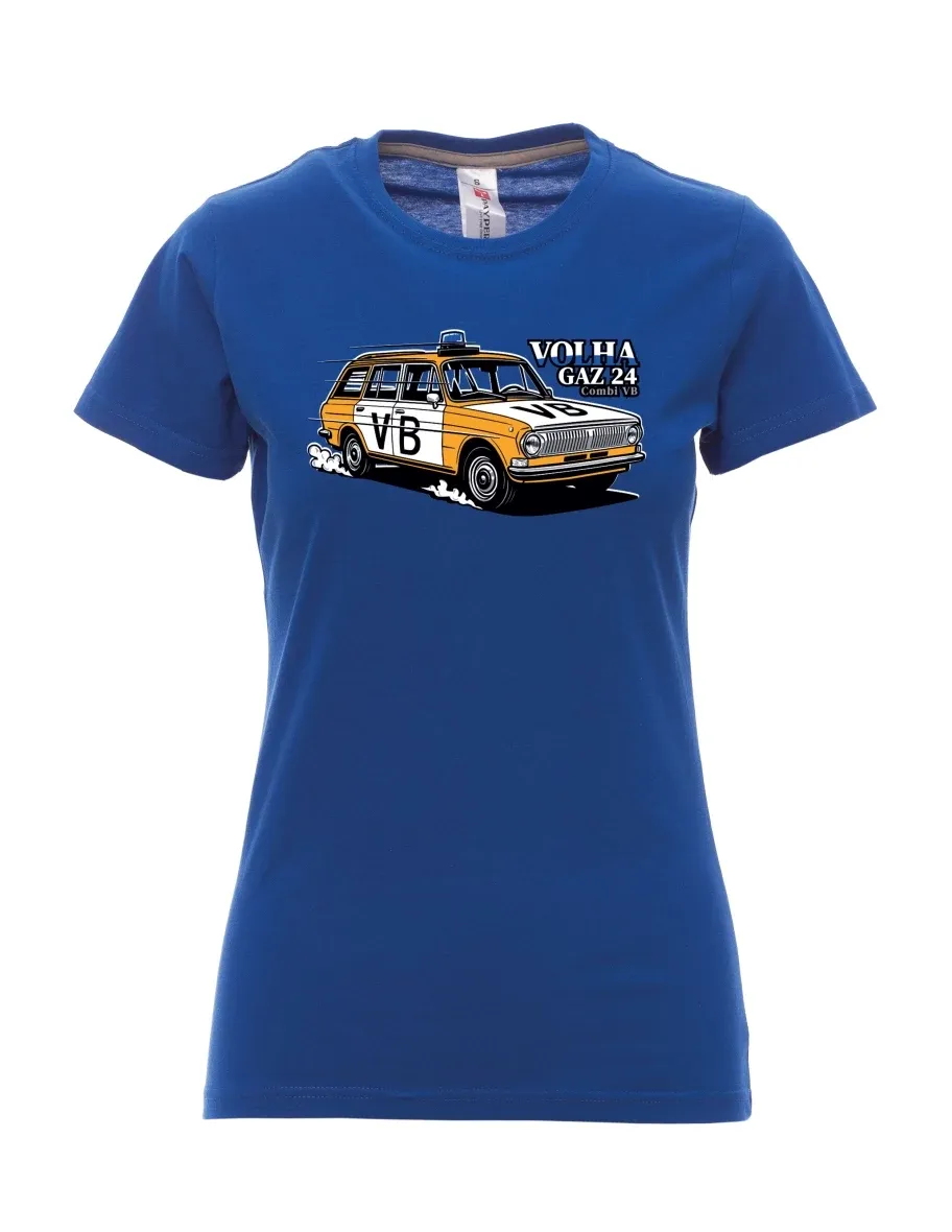 Royal blue women´s T-shirt Car Volga GAZ 24 VB