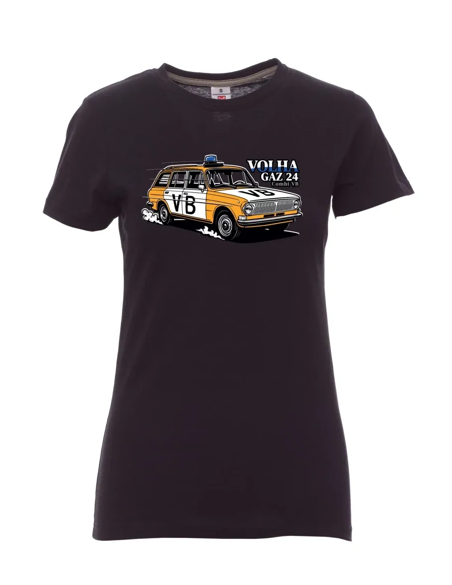 White women´s T-shirt Car Volga GAZ 24 VB