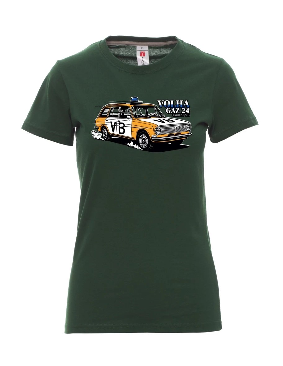 Dark green women´s T-shirt Car Volga GAZ 24 VB