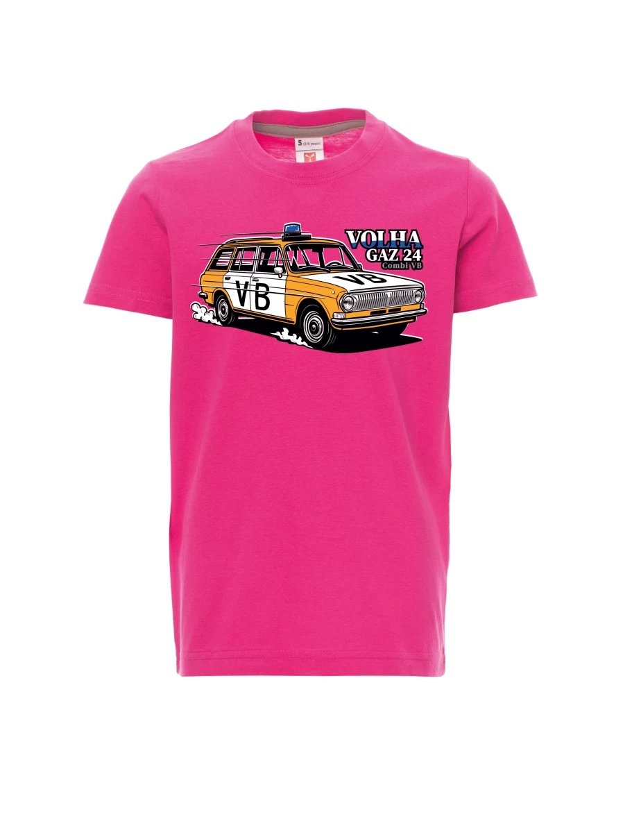 Pink children´s T-shirt Car Volga GAZ 24 VB