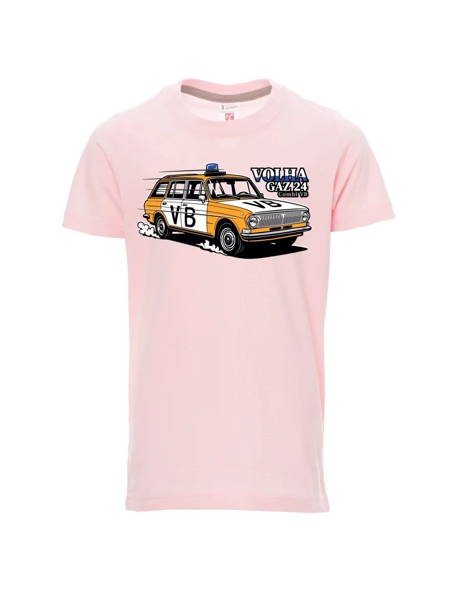 Light pink children´s T-shirt Car Volga GAZ 24 VB